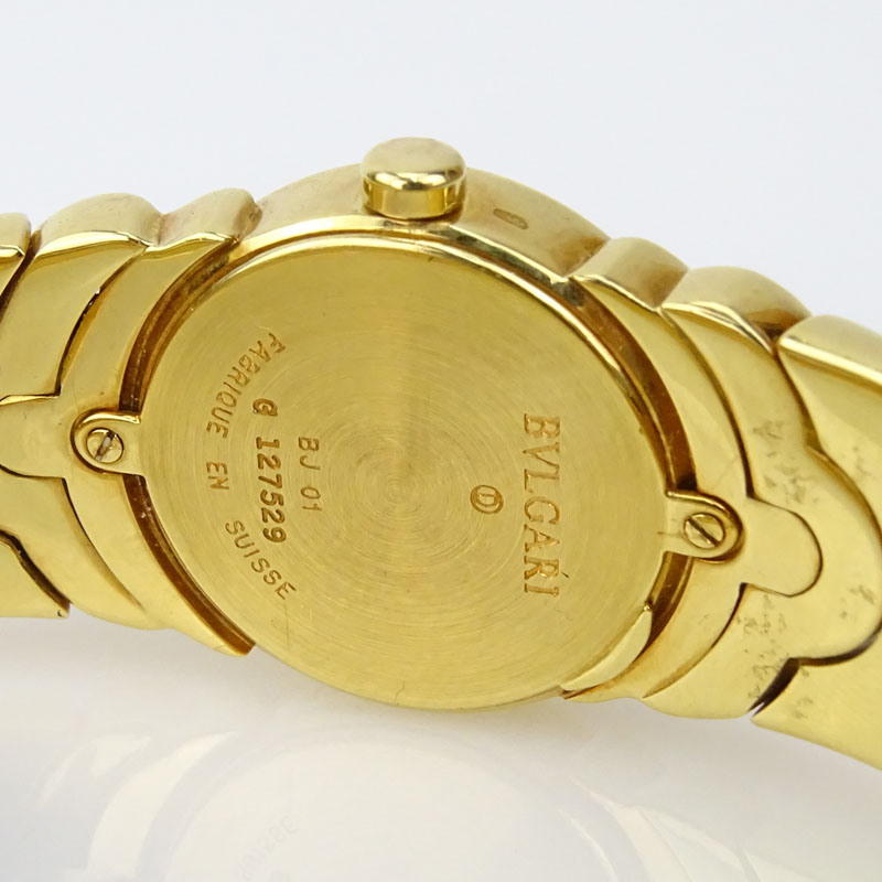 Lady's Vintage Bulgari 18 Karat Yellow Gold Parentesi Cuff Bangle Bracelet Watch with Swiss Quartz Movement.