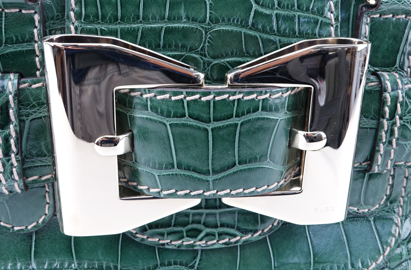 Gucci Limited Edition Crocodile Queen Green Travel Bag.