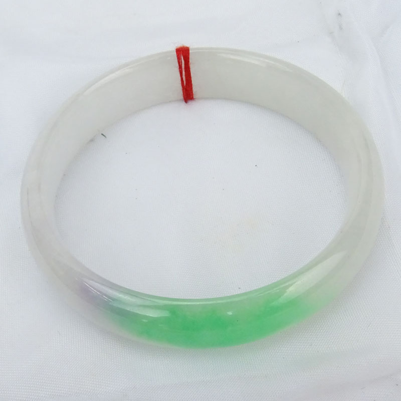 Chinese White to Green Jade Bangle Bracelet.