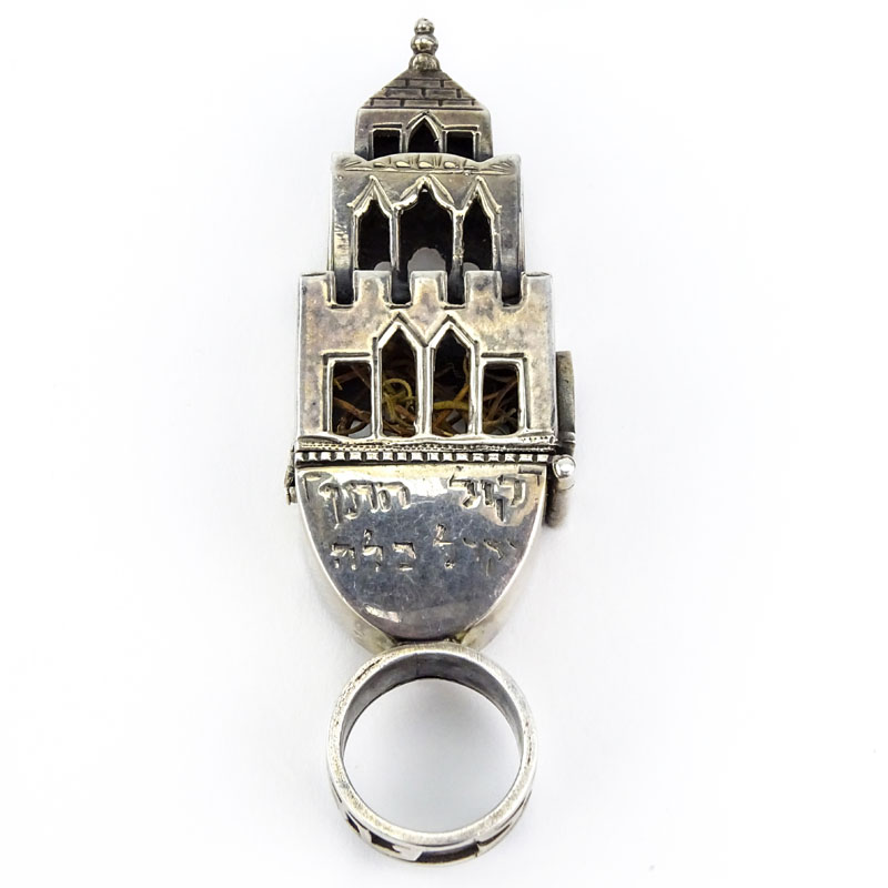 Antique Judaic Silver Spice Tower Ring.