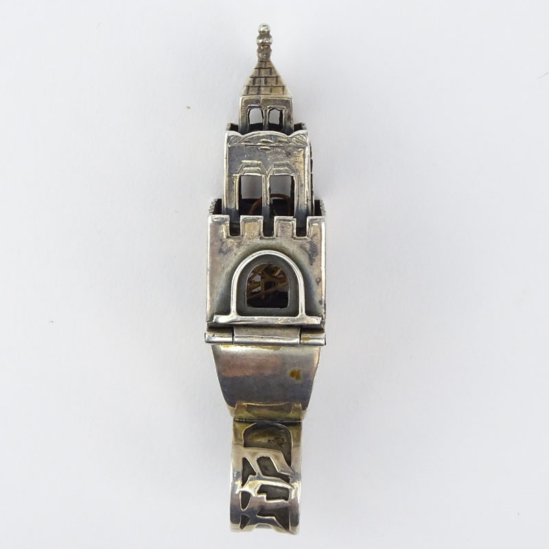 Antique Judaic Silver Spice Tower Ring.