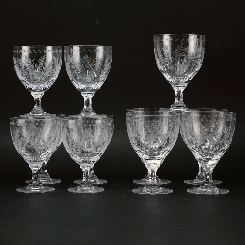 Set of Eleven (11) William Yeoward "Fern" Crystal Goblets. 