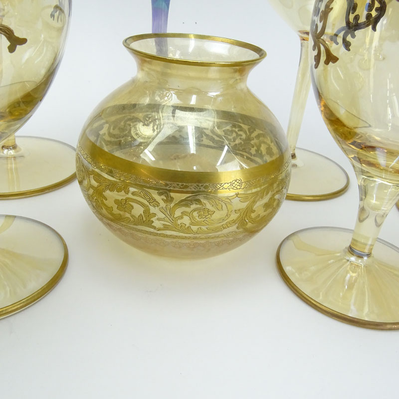 Grouping of Sixteen (16) French Gilt Glass Stemware.