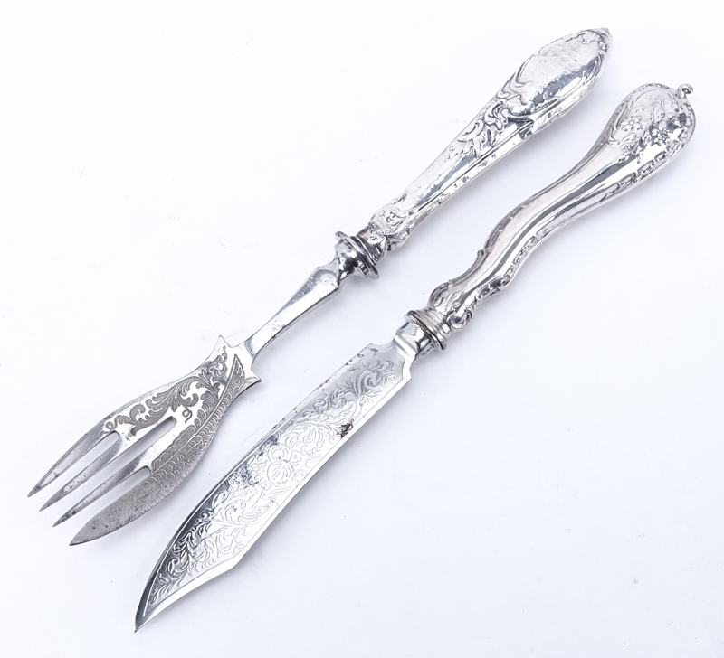 Fourteen (14) Piece Art Nouveau German 800 Silver Handle Fish Set.