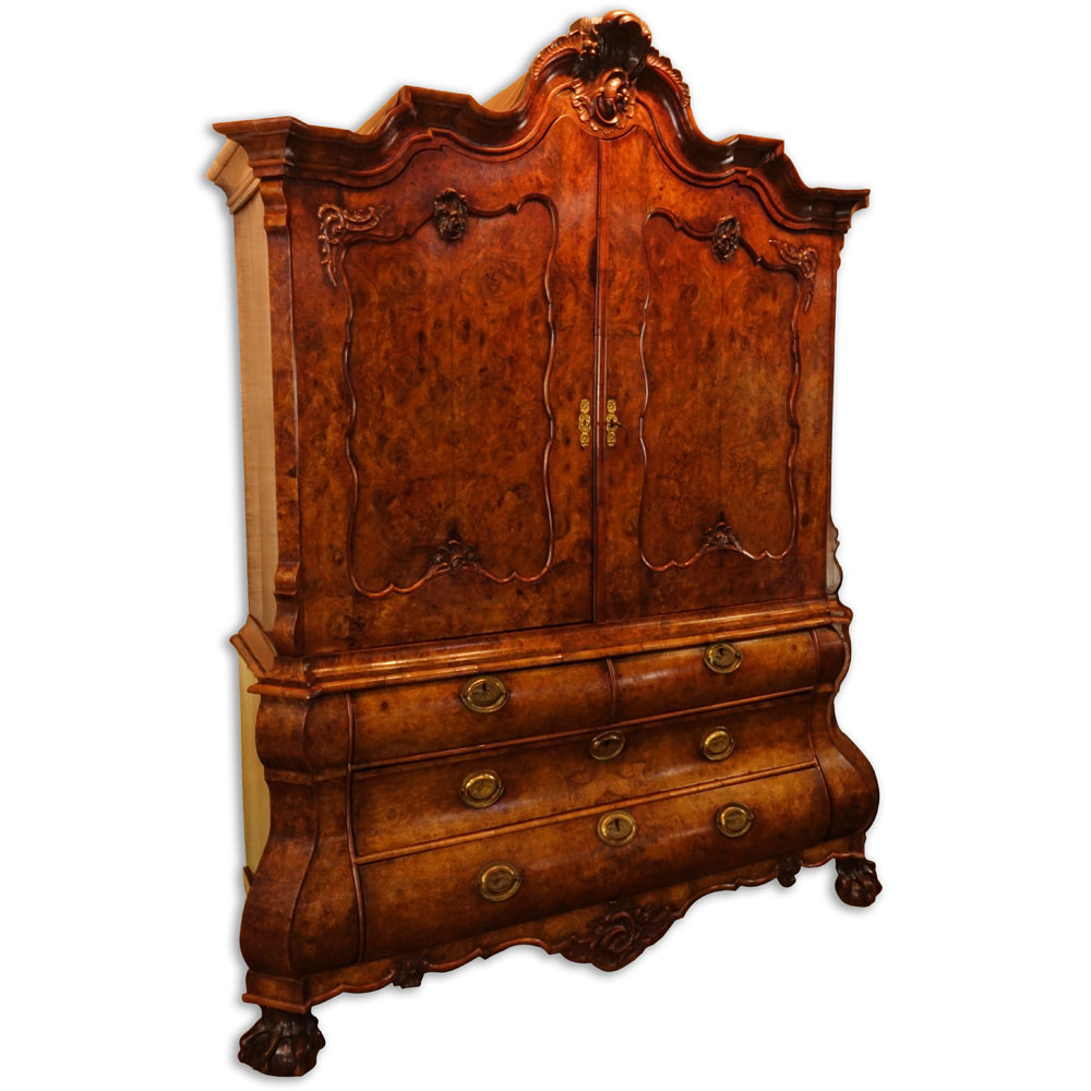 Monumental 18/19th Century Dutch Burl Walnut Kast.