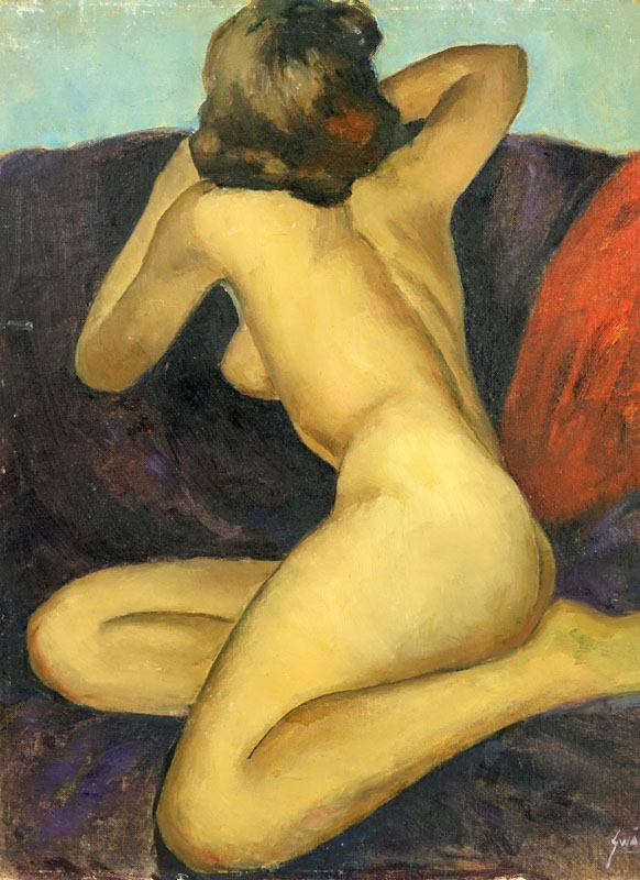 John Swalley, American  (1887-1976)  Oil on Canvas Panel "Posing Nude".