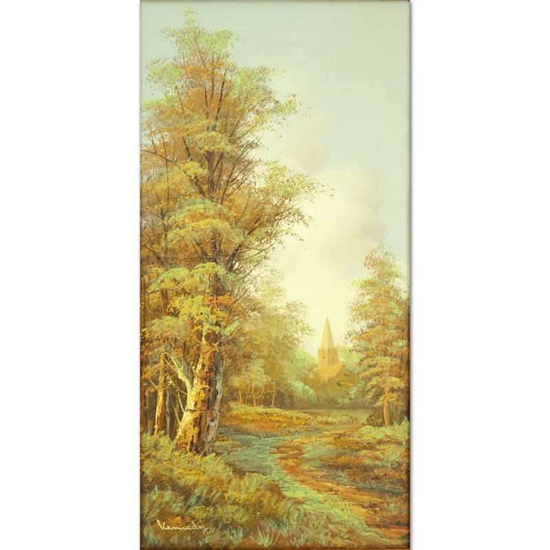 Kennedy (20th Century) Oil on Canvas of a Old Trail Leading to Church.