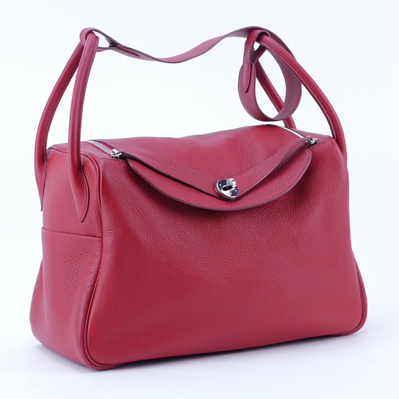 Hermes Rouge Casaque  Lindy 34 Clemence Bag.