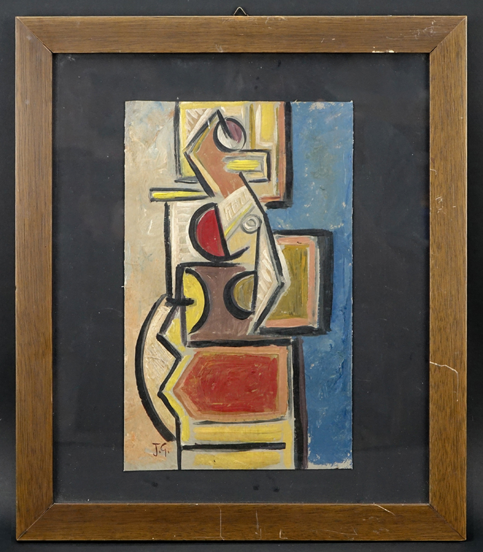 1930's European School Oil On Card "Cubist Composition".