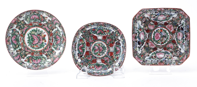 Ninety Six (96) Piece Chinese Rose Canton Porcelain Dinnerware.