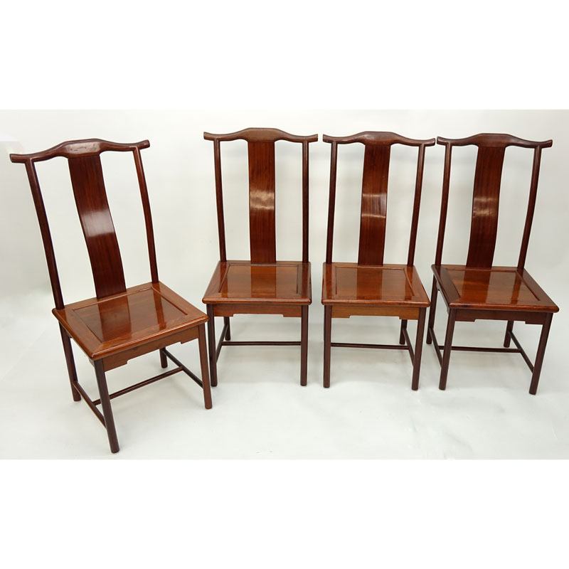 Set of Four (4) Chinese Yoke Back Side Chairs.