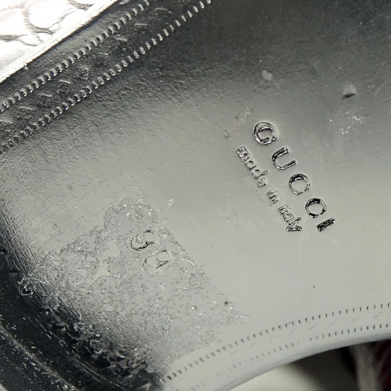 Gucci Eggplant Crocodile Leather Riding Boots.