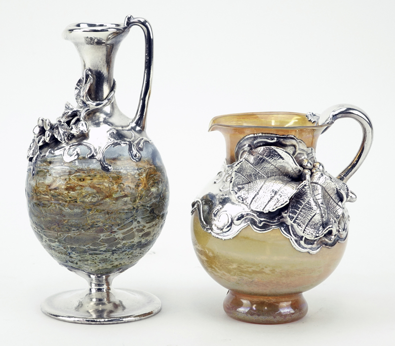 Collection of Six (6) King Solomon's Finds, Israel Sterling Overlay Blown Glass Tabletop Items.