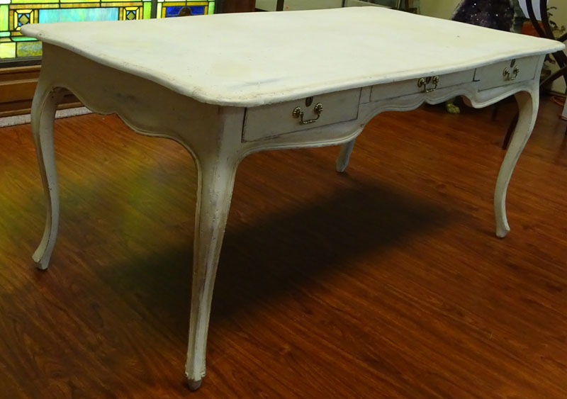 Louis XV style Bureau Plat. Distressed painted.