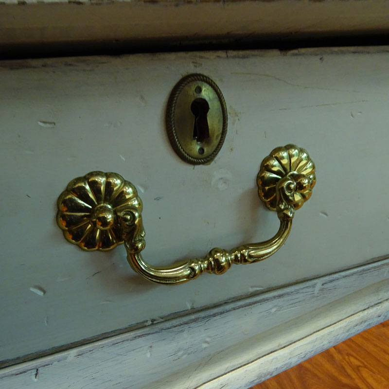 Louis XV style Bureau Plat. Distressed painted.