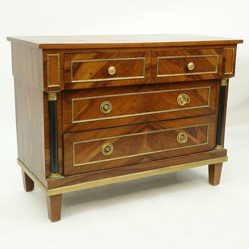 20th Century Italian Empire Style Walnut Chest of Drawer.