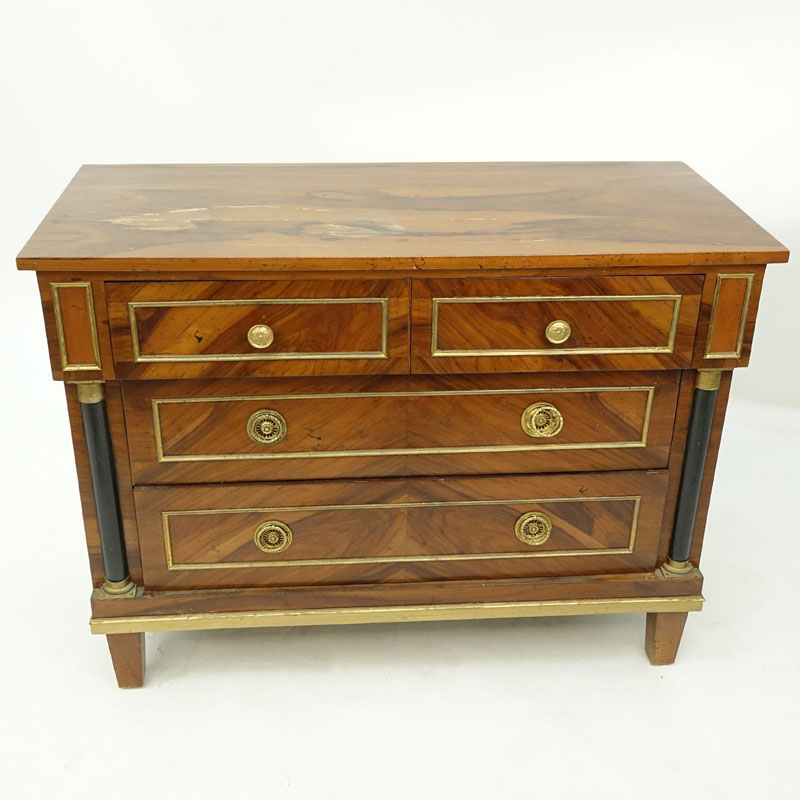 20th Century Italian Empire Style Walnut Chest of Drawer.