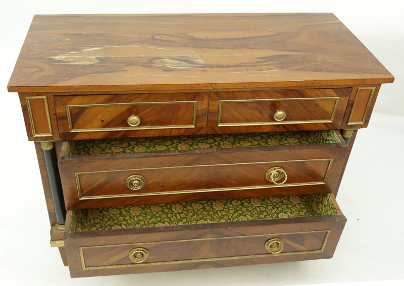 20th Century Italian Empire Style Walnut Chest of Drawer.