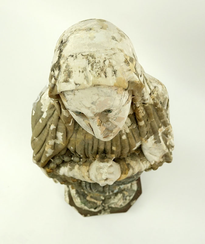 Old Polychrome Plaster Virgin Mary Idol.