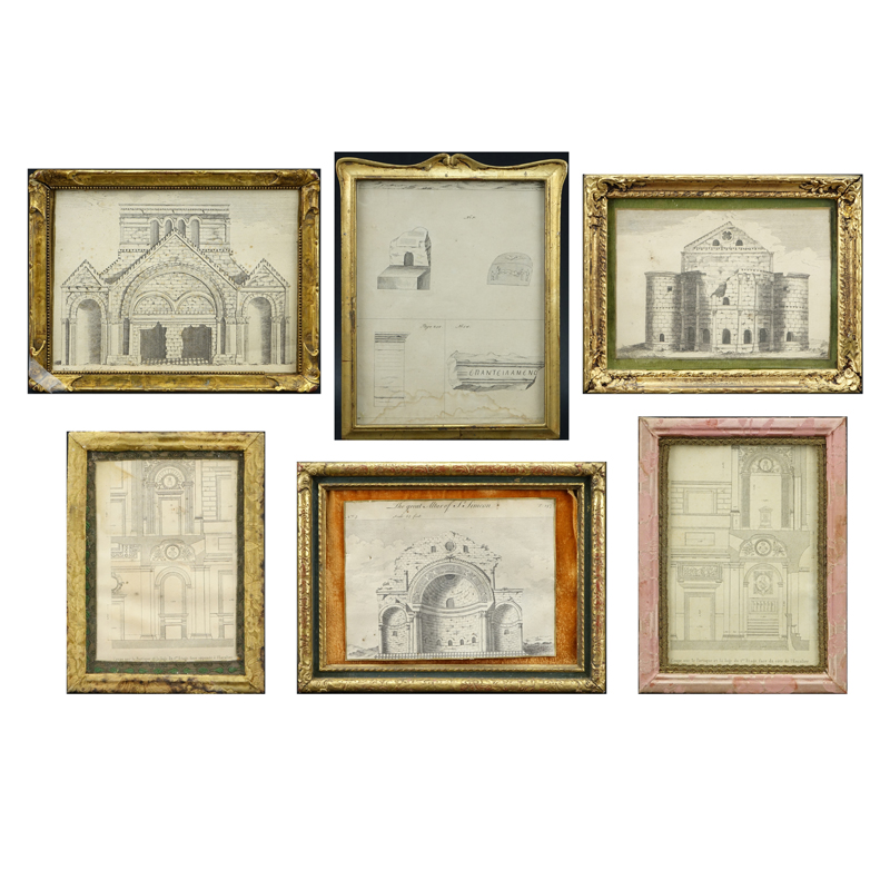 Grouping of Six (6) Antique to Vintage Engravings.