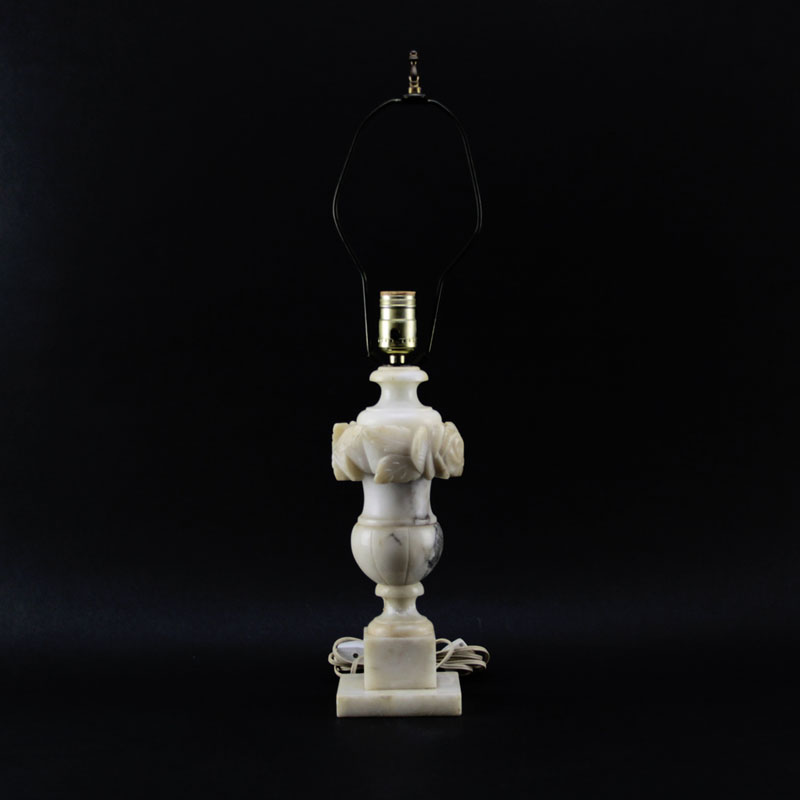 Antique Carved Alabaster Lamp Base.