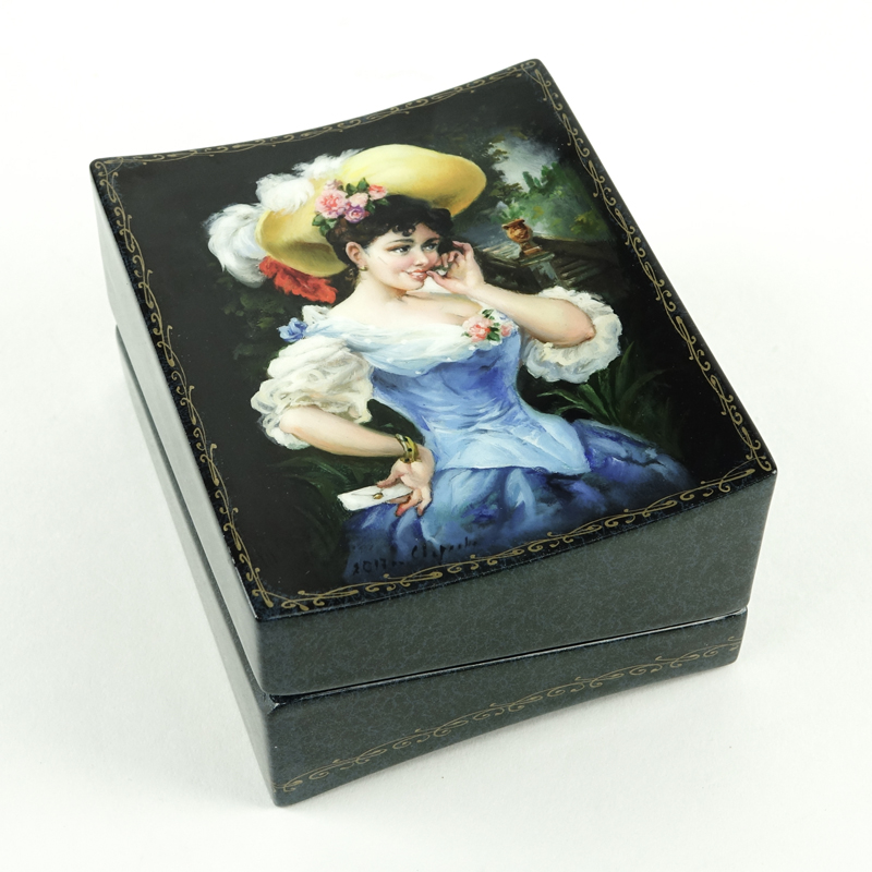 Erotic Russian Lacquer Papier Mache Box.