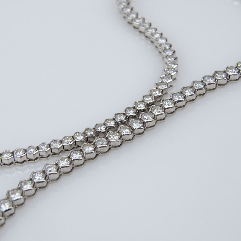 Very Fine Quality Approx. 16.0 Carat Round Brilliant Cut Diamond and 18 Karat White Gold Riviera Necklace.