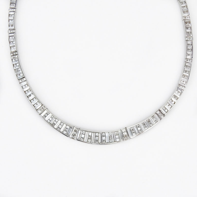 Lester Lampert Approx. 18.42 Carat TW Baguette and Princess Cut Diamond and 18 Karat White Gold "L'Eclipse" Necklace. 