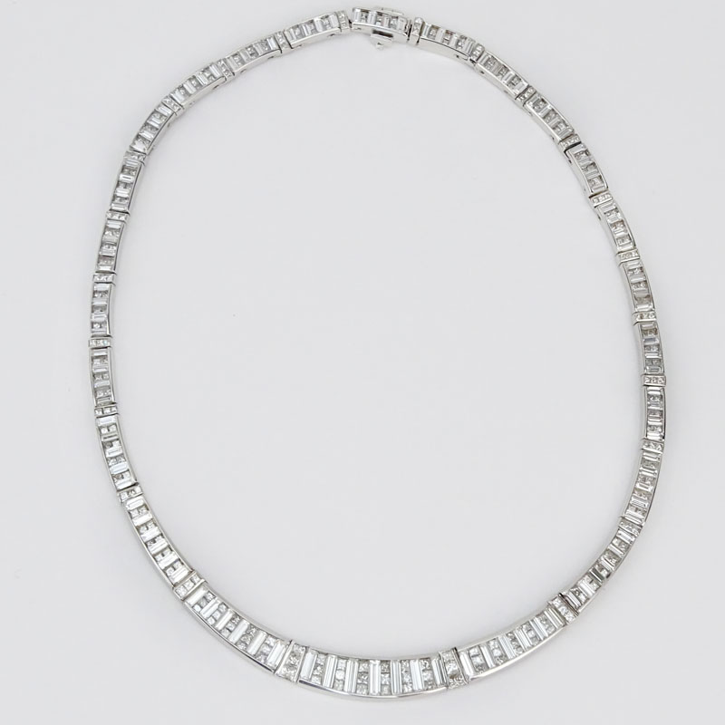 Lester Lampert Approx. 18.42 Carat TW Baguette and Princess Cut Diamond and 18 Karat White Gold "L'Eclipse" Necklace. 