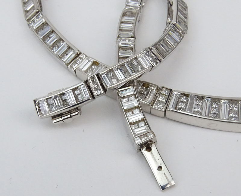 Lester Lampert Approx. 18.42 Carat TW Baguette and Princess Cut Diamond and 18 Karat White Gold "L'Eclipse" Necklace. 