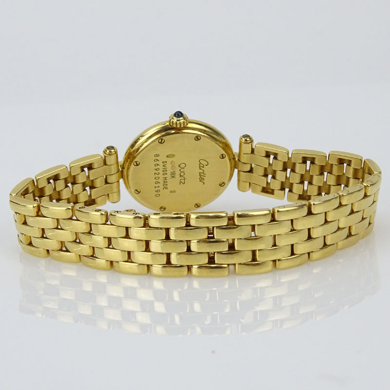 Lady's Cartier Vendome 18 Karat Yellow Gold Panther Link Bracelet Watch with Swiss Quartz Movement.