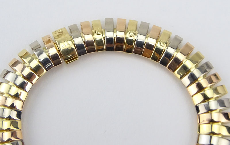Cartier Tubogas Tri-Color 18 Karat Gold Flex Link Bracelet.