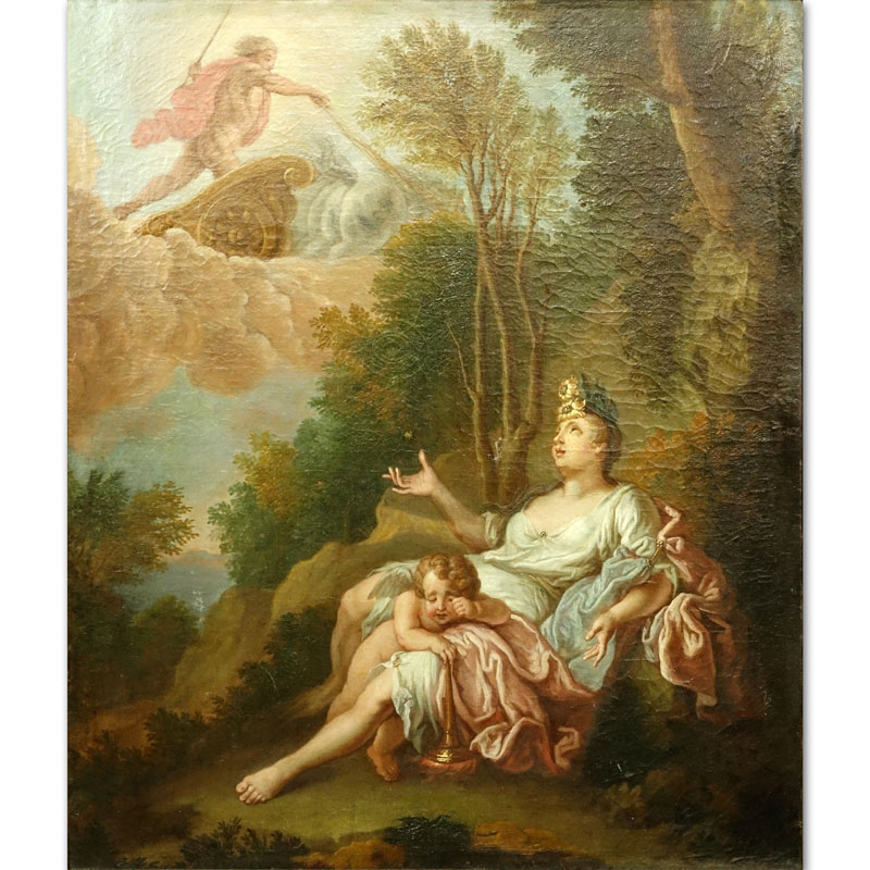 Jacques-Francois Delyen, French (1684 - 1761) Oil on canvas "Apollo & Daphne". 