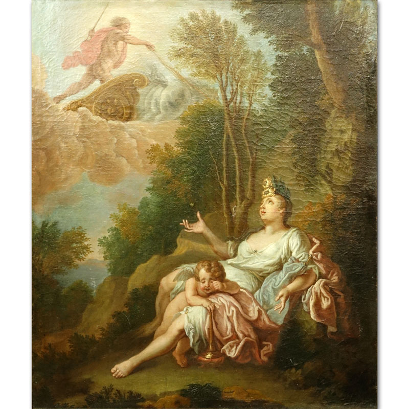 Jacques-Francois Delyen, French (1684 - 1761) Oil on canvas "Apollo & Daphne". 