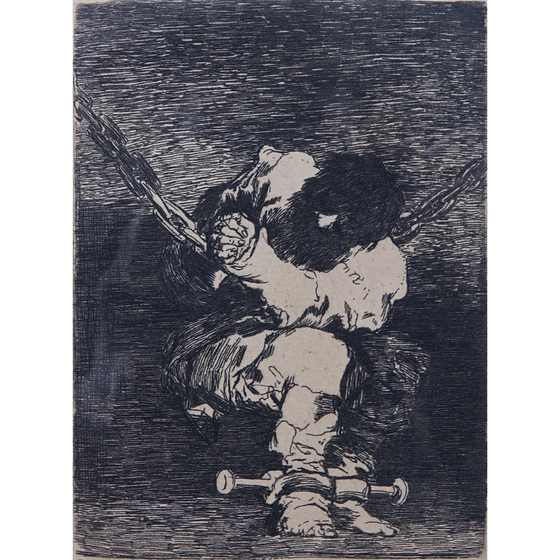 Francisco de Goya (Spanish, 1746-1828) Etching from "Gazette de Beaux-Arts", "The Little Prisoner". 