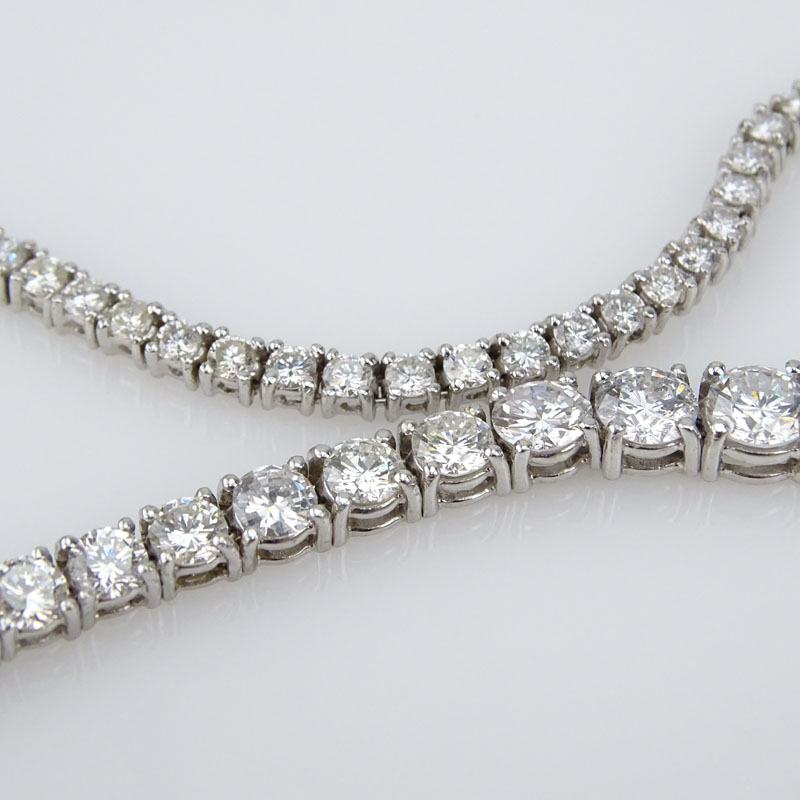 Approx. 18.50 Carat Round Brilliant Cut Diamond and 14 Karat White Gold Riviera Necklace.