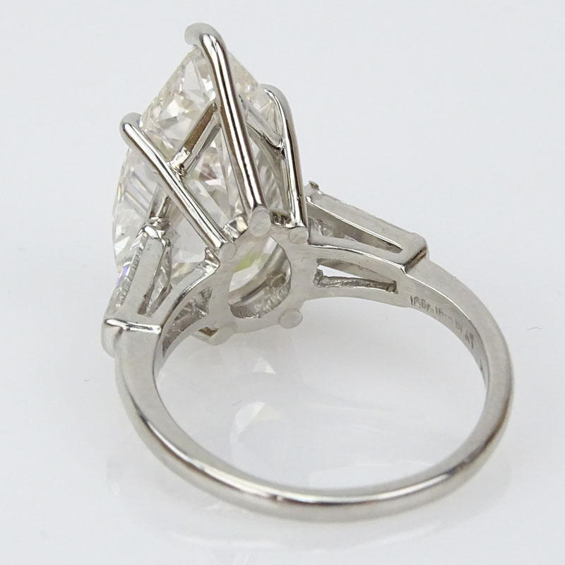 Approx. 8.45 Carat Pear Shape Diamond and Platinum Engagement Ring.