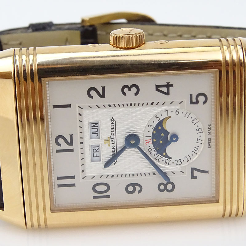 Man's Jaeger LeCoultre 18 Karat Rose Gold Grand Reverso Watch.