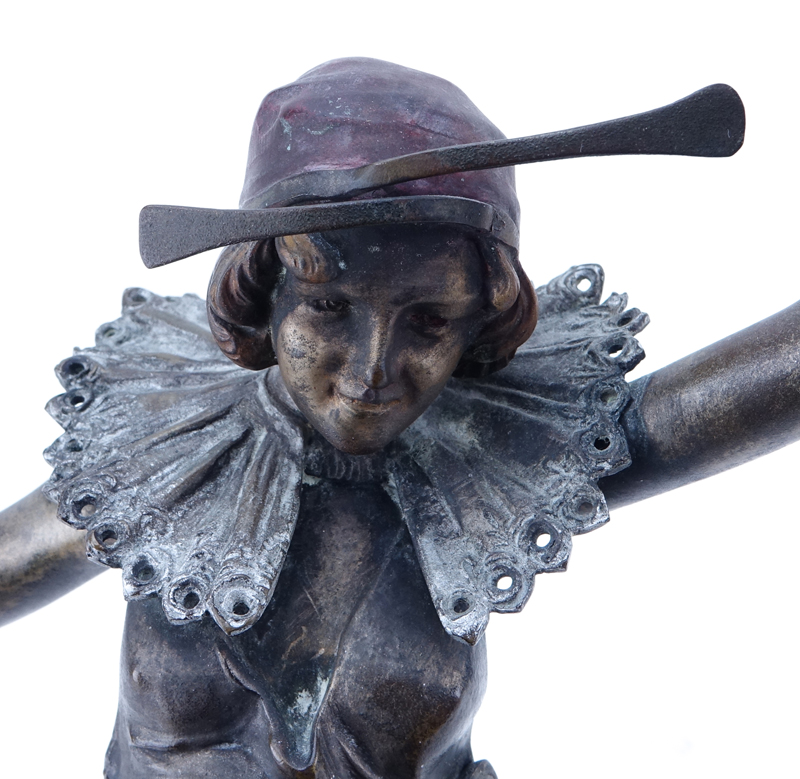 A Titze, Austrian (b. 1920) "Dancing Columbine" Patinated Bronze Sculpture on Marble Base.