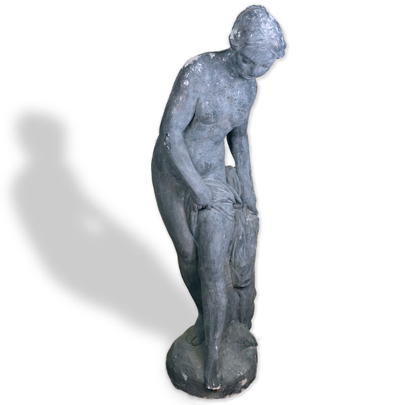 Large Mannerist Style Nude Polychrome Concrete Sculpture.