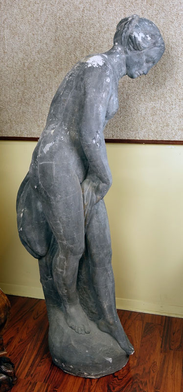 Large Mannerist Style Nude Polychrome Concrete Sculpture.