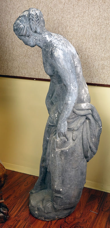 Large Mannerist Style Nude Polychrome Concrete Sculpture.