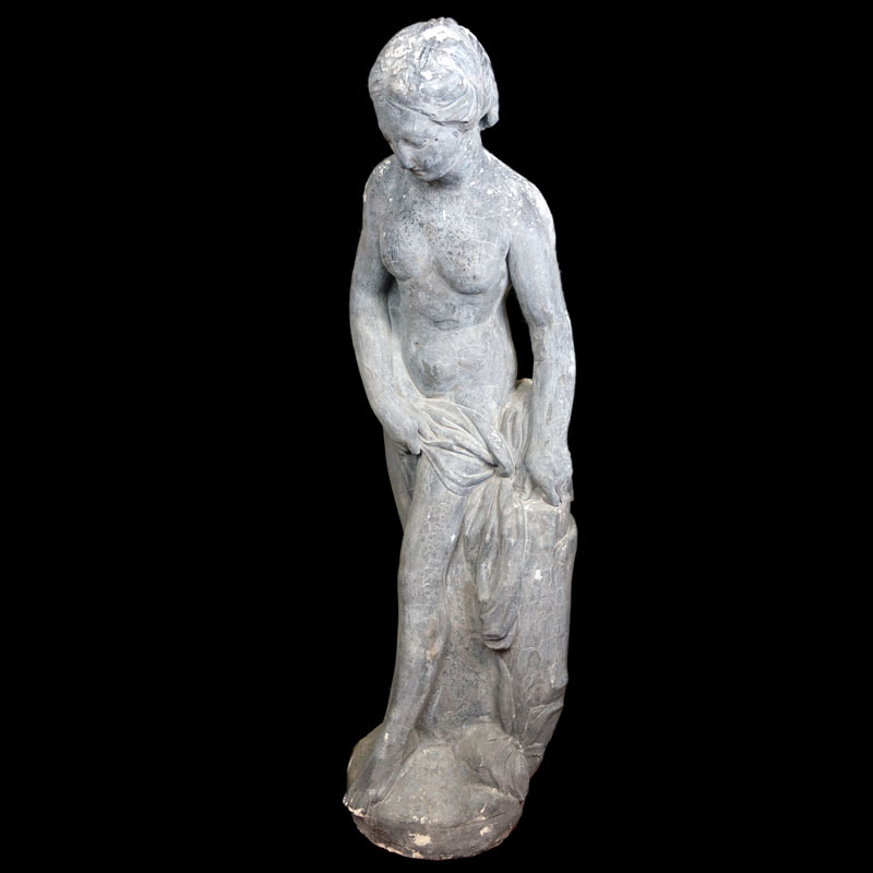 Large Mannerist Style Nude Polychrome Concrete Sculpture.