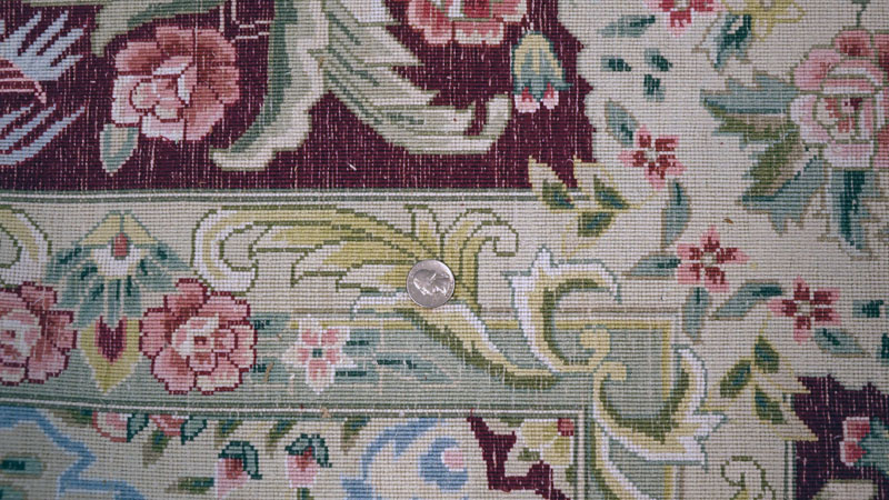 Fine Chinese Silk Floral Rug. 120 lines.