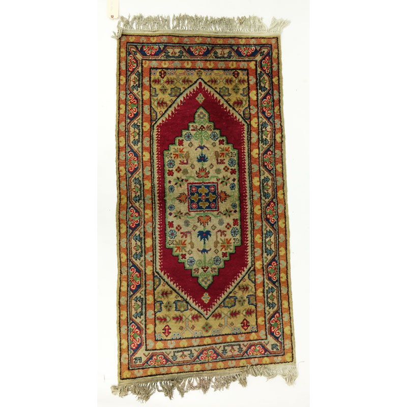 Semi-Antique Persian Rug. Some discoloration, wear to fringes and edges, dirty. 