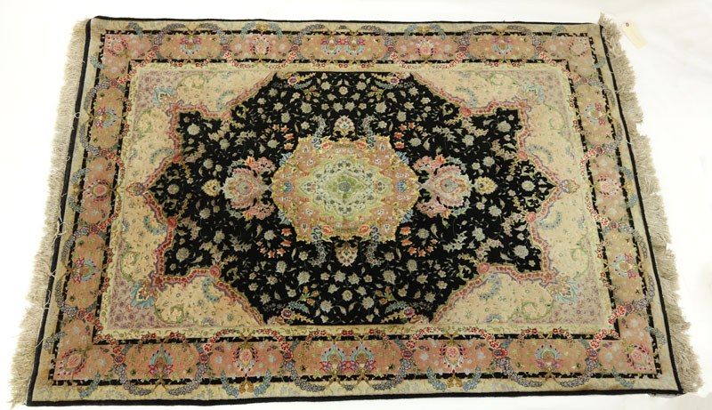 Semi-Antique Persian Floral Tabriz Style Rug.