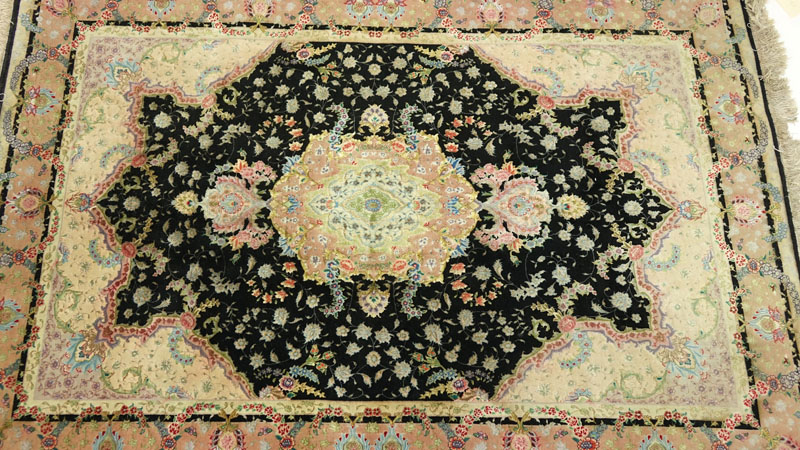 Semi-Antique Persian Floral Tabriz Style Rug.