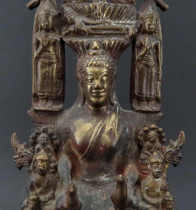 Bronze Buddha Sculpture On Lucite Base.