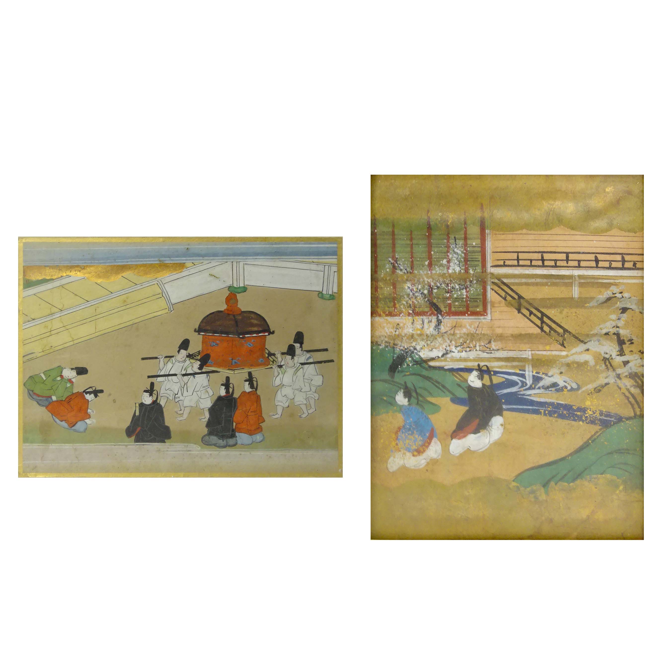 Collection of Two (2) 19th Century Japanese Tosa School Gouache Paintings.