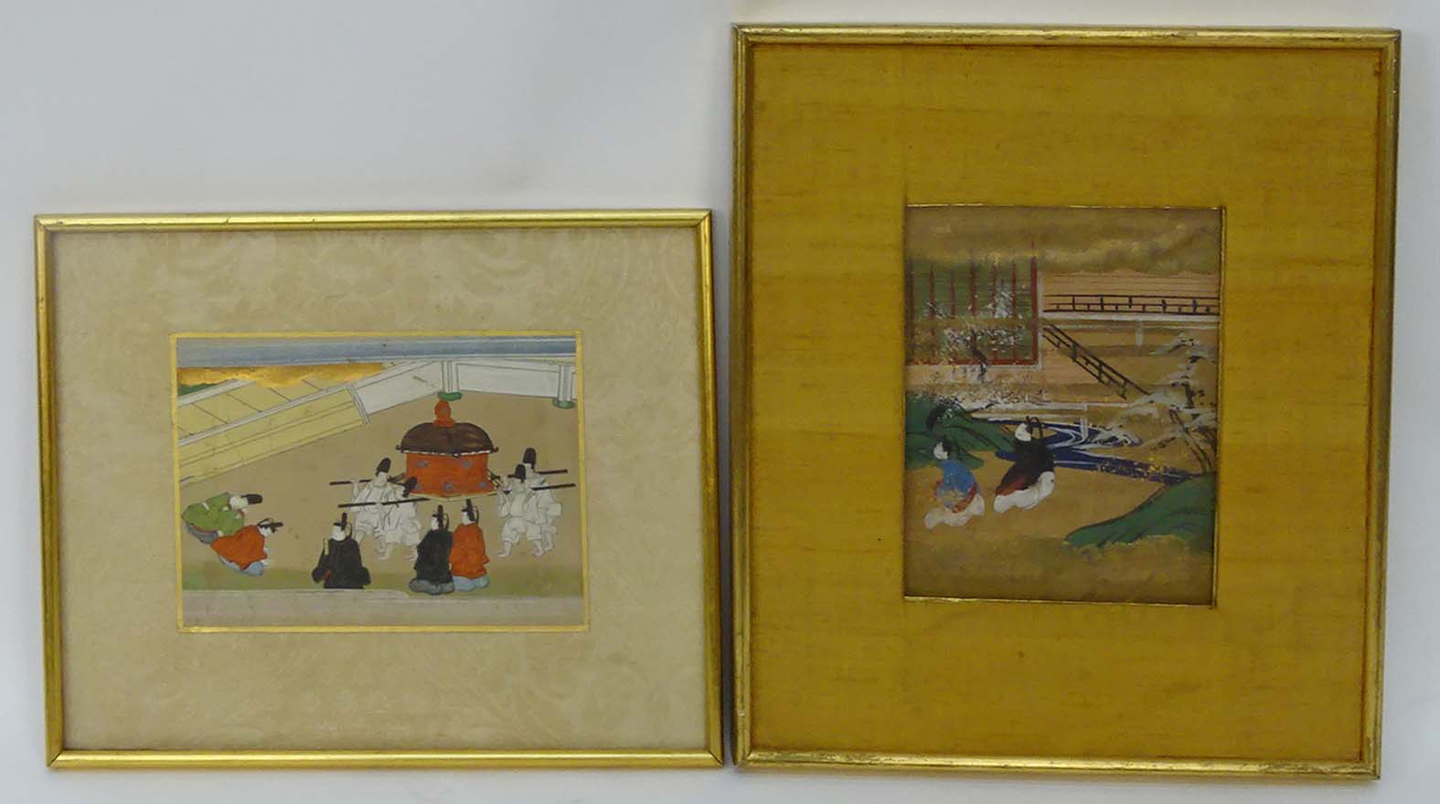 Collection of Two (2) 19th Century Japanese Tosa School Gouache Paintings.